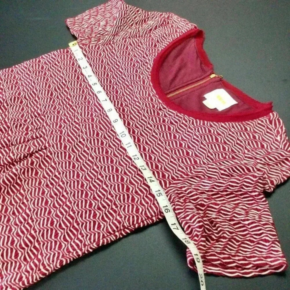 Maeve Anthropologie Women's Red White Puckered Striped Fringe Shift Dress Small - Picture 6 of 12